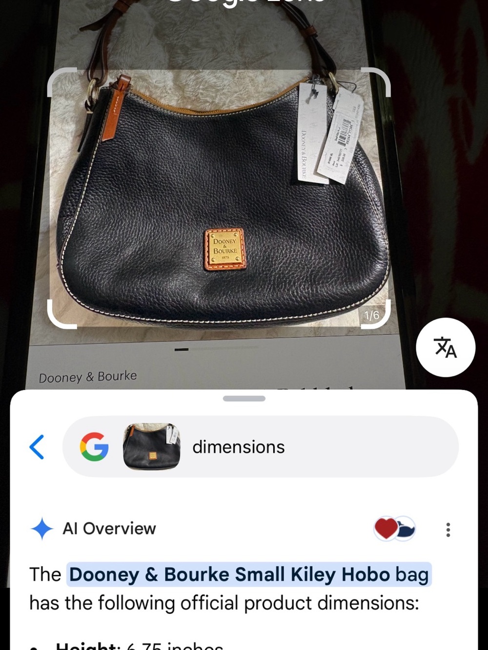 Dooney & Bourke Black Pebbled Leather Shoulder Bag with Brown Trim - Picture 7 of 8